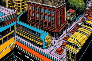 City Traffic Transport Cartoon Design Background photo