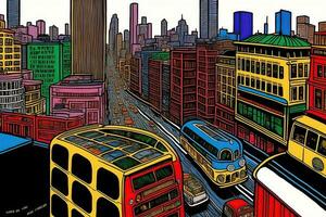 City Traffic Transport Cartoon Design Background photo