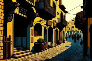 Woodcut Style Design Summer Street photo