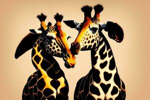 Giraffe Couple Love Art Illustration photo