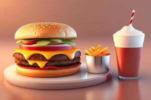 Burger Food Set Generative AI photo