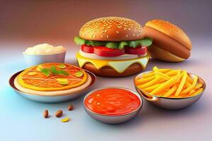 hamburguesa comida conjunto generativo ai foto