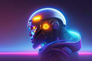 Futuristic Cyber Portrait in Helmet photo