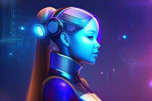 Humanoid Cyber Girl with Artificial Intelligence photo