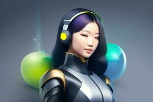 Humanoid Cyber Girl with Artificial Intelligence photo