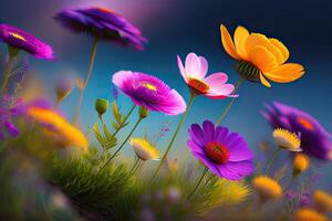 Flower Field Bloom Nature Background photo