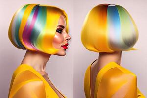 Beauty Fashion Industry Woman Portrait with Yellow Hair photo