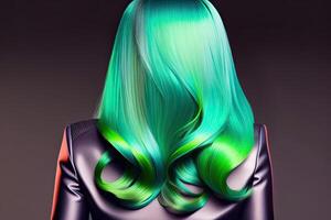 Beauty Fashion Industry Woman Portrait with Green Hair photo