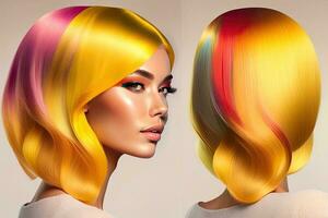 Beauty Fashion Industry Woman Portrait with Yellow Hair photo