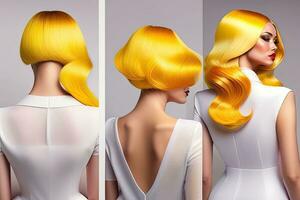 belleza Moda industria mujer retrato con amarillo pelo foto