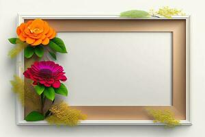 Border Picture Frame Floral Ornament Copy Space Generative AI photo