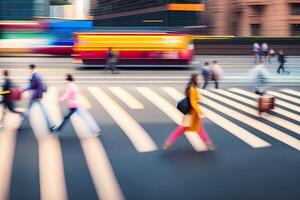 Blurry People City Traffic Generative AI photo