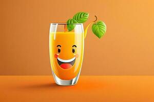 Cheerfull Orange Juice Glass Generative AI photo