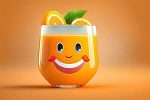 alegre naranja jugo vaso generativo ai foto