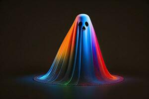 Colorful Ghost on Black Background Generative AI photo
