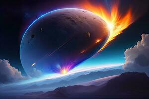 cometa o asteroide espacio generativo ai foto