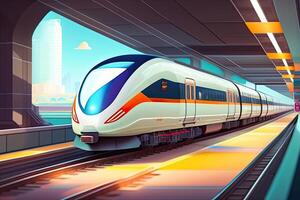 Electric Metro Subway Train Illustration photo