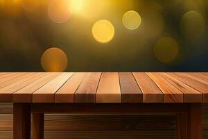 Wooden Table With Blur and Copy Space photo