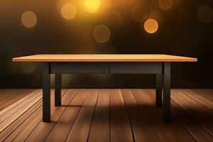 Wooden Table With Blur and Copy Space photo