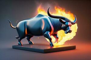 Bull Market Illustration Bull Head Fire photo