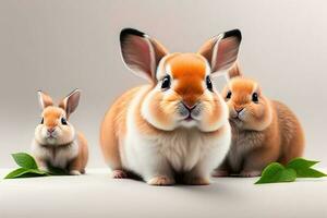 Cute Baby Rabbit on White Background photo