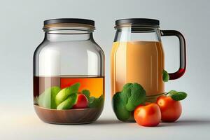 Glass Jar Mug with Organic Drink photo