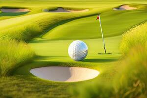 Golf Club with Ball in Grass photo