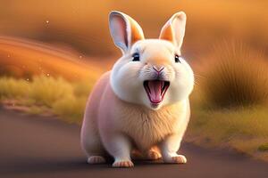 Funny Cute Rabbit Character Portrait photo