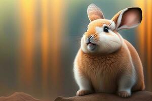 Funny Cute Rabbit Character Portrait photo