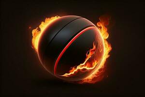 caliente baloncesto en fuego generativo ai foto