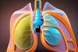 humano pulmón ilustración generativo ai foto