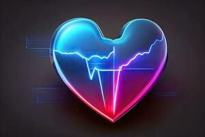 corazón con cardiograma generativo ai foto