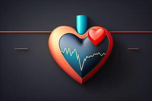 Heart with Cardiogram Generative AI photo