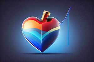 corazón con cardiograma generativo ai foto