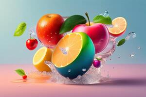 Fruit Float in Water Generative AI photo