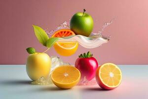 Fruta flotador en agua generativo ai foto