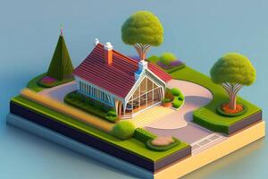 Isometric House Design Generative AI photo