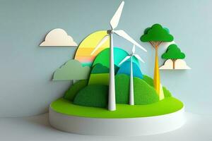 Wind Turbine Green Energy Generative AI photo