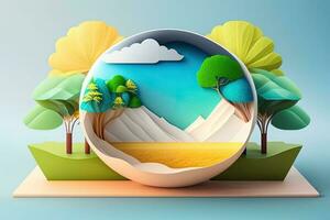 Globe Nature Illustration Generative AI photo