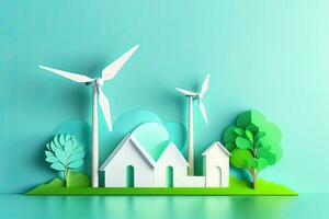 viento turbina verde energía generativo ai foto