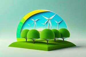 Wind Turbine Green Energy Generative AI photo