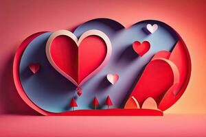 Heart Love Paper Design Generative AI photo