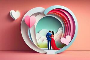 Heart Love Paper Design Generative AI photo