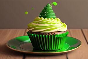 Saint Patricks Day Cupcake Generative AI photo