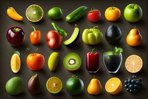 Healthy Fruit Vegetable Background Generative AI photo