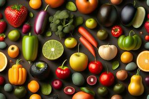 Healthy Fruit Vegetable Background Generative AI photo