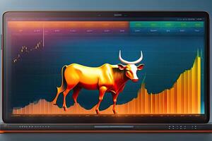 Stock Market Bull Generative AI photo