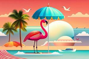 Summer Tropical Illustration Generative AI photo