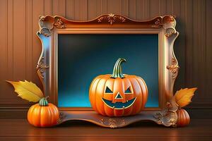 Halloween Frame Background with Pumpkin photo