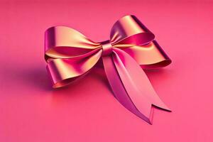 Pink Bow Closeup Generative AI photo